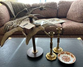 Candle Stick Holders, MCM Brass Flying Geese Sculpture