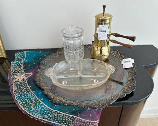 Olde English Plate Tray, Flip Pot Coffee Maker