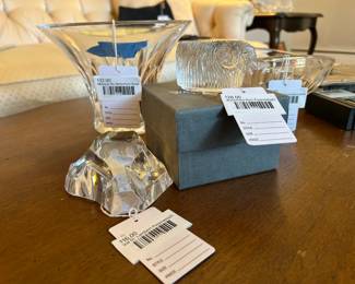 Val St. Lambert Paperweight, Marquis by Waterford Bowl, Waterford Ram Paperweight