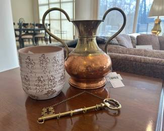 Brass & Copper Double Handled Vase