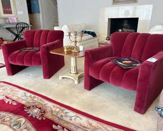 Art Deco Style Scalloped Velvet Armchair