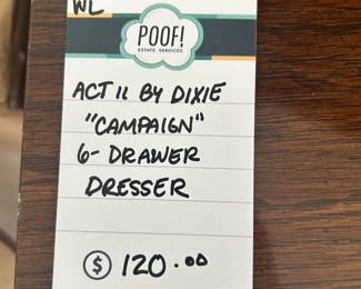 Act II By Dixie "Campaign" 6-Drawer Dresser