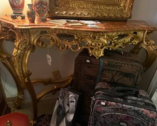 Ornate Marble Top Console 