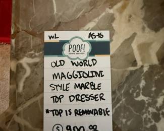 Old World Style Maggiolini Style Marble Top Dresser 