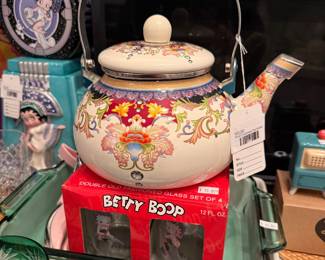  Floral Enameled Tea Kettle