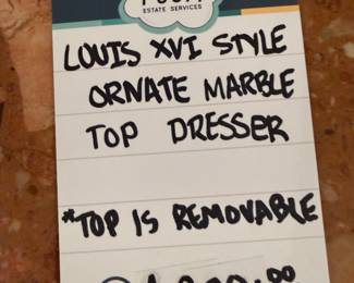 Louis XVI Style Ornate Marble Top Dresser 