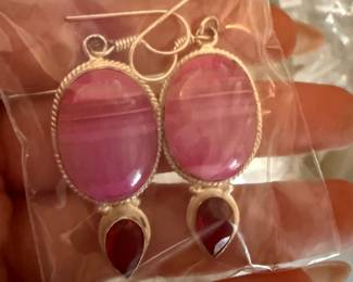 Unmarked Sterling and Stone Earrings 