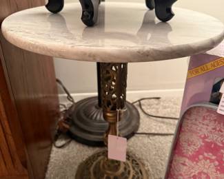 (B) Brass & Stone Accent Table