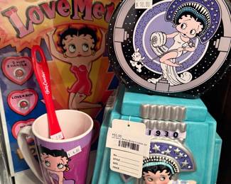 Betty Boop Love Meter Sign, Art Deco Betty Boop Cookie Jar, Betty Boop Mug