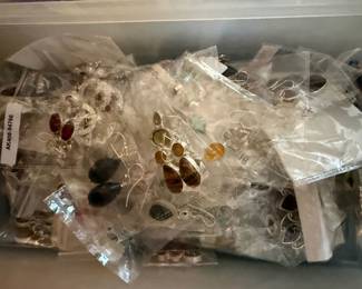 Unmarked Sterling and Stone Earrings 