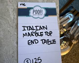 Italian Marble Top End Table 