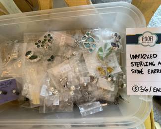 Unmarked Sterling and Stone Earrings, Precious metal pricing is subject to change based on market fluctuation. 