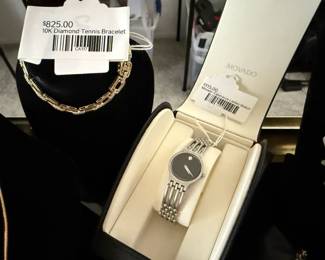 10k Diamond Tennis Bracelet, Movado Ladies Watch , Precious metal pricing is subject to change based on market fluctuation.