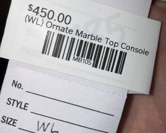  Luggage Ornate Marble Top Console