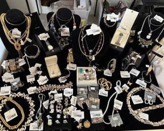 (Precious metal pricing is subject to change based on market fluctuation.) 18k Braided Chain Necklace, Sterling Modern Choker, Sterling Scroll Link Bracelet, Sterling Engraved Hinged Bracelet, 10k Diamond Earrings, Sterling White Stone Statement Ring, 14k Carousel Horse Charm, Sterling Multi Stone Ring, Vtg Sterling Abstract Ring, Sterling Asymmetrical Ring, Sterling Clear Stone Ring,