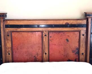 Rustic Wood, Iron Patina Copper Finish Queen Bed