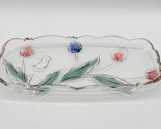 70 VintageMikasaTivoliCrystal3DTulipsServingPlatter