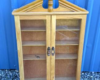 107 WoodenHangingCurioCabinetwGlassDoors