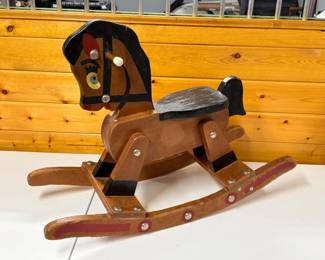 52 VintageWoodenRockingHorse