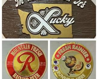 Washington State Vintage Beer Signs  Lucky and Rainier