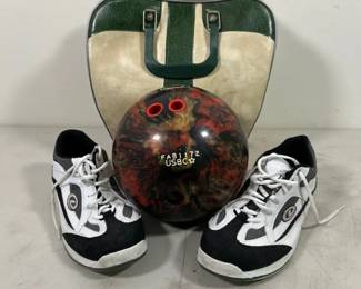 Bowling Ball 14 lb and Mens Size 11 Bowling Shoes