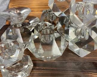 80s Glamour Faceted Glass Candle Holders  Some Flaws
