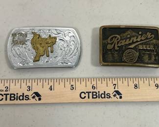 Belt Buckles  Rainier Beer  Horse Saddle