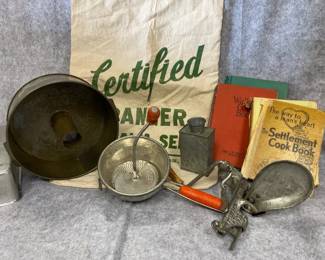 Vintage Alfalfa Seed Bag, Cookbooks And Kitchen Tools