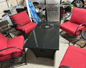 Outdoor Patio Set with Firepit Table