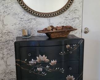 Hand painted chest & wall mirror