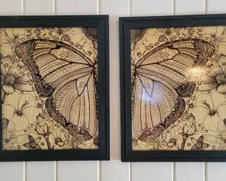 Pyrography pictures, signed