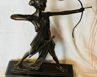 1 of 2 French Art Deco bronze sculpture-Diana the Huntress-signed Ferdinand