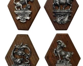 Vintage Zodiac Wood Metal Wall Plaques