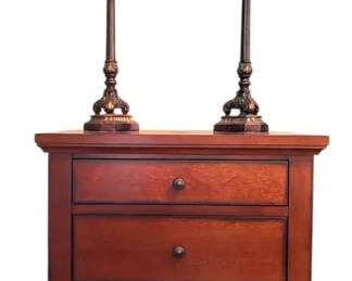 Aspen Home 3 Drawer Wooden Nightstand With Matching Lamps