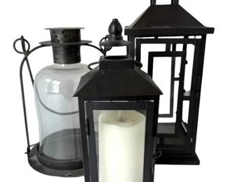 Three Black Glass Lanterns