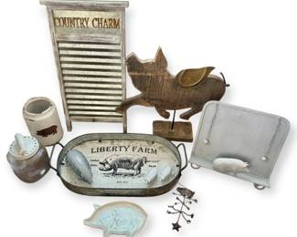 Wooden Flying Pig, Serving Tray, Crock,  More