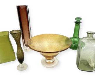 Colorful Glass Vases, Bowl, More