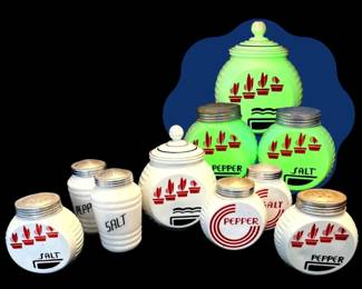 Vintage Anchor Hocking Milk Glass Shakers Lidded Grease Jar