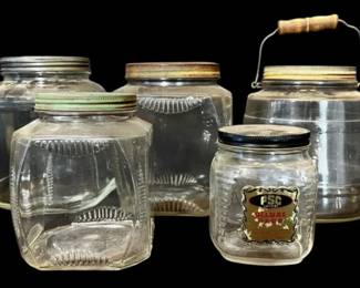 Vintage Glass Hoosier Pantry Jars Canisters