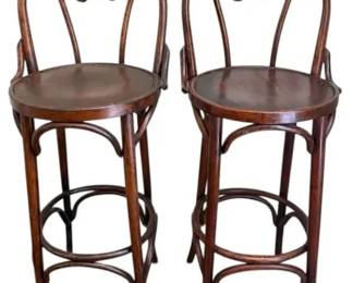Two Rattan Bar Stools