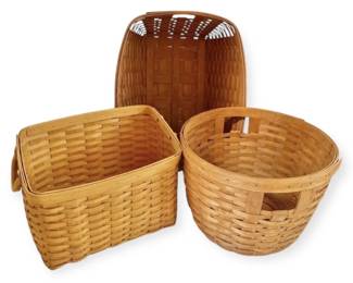 Three Large Longaberger Handwoven Baskets