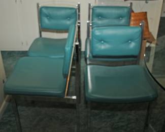 BRODY LUCITE UPHOLSTERED CHROME LEG SET OF 4 CHAIRS 