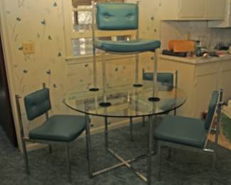 BRODY LUCITE UPHOLSTERED CHROME LEG SET OF 4 CHAIRS 