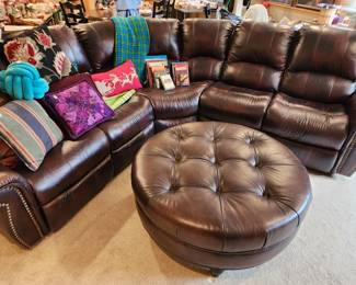 Leather sectional motorized sofa with ottoman,  not perfect but is really nice
