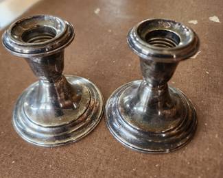 Sterling silver weighted candle holders