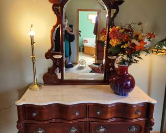 Beautiful Dresser with marble top and mirror