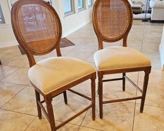 Restoration Hardware counter height bar stools. Sold individually. One chair has busted wicker on the back. Priced accordingly