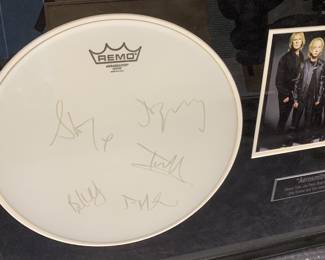 Aerosmith Signed Remo Drum Head – Framed Display Price $300.00