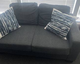 Love seat sofa with pillows, color gray, 56 inch long, 21 inch high to arm , back 27 inch high,. $125.00 