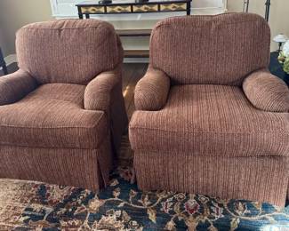 Wesley Hall Upholstered Lounge Chairs w Arm Covers Textured Fabric